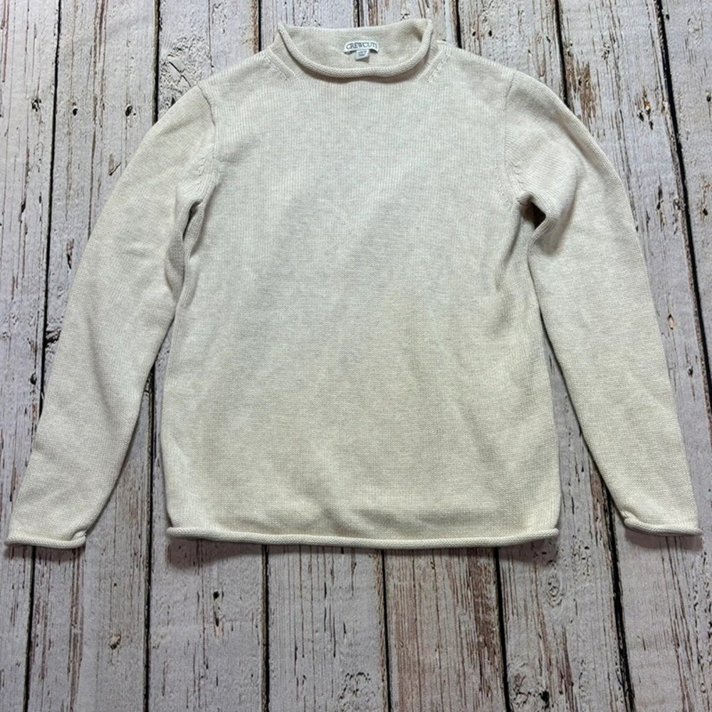 Crewcuts kids 10-11 unisex ivory knit rollneck sweater